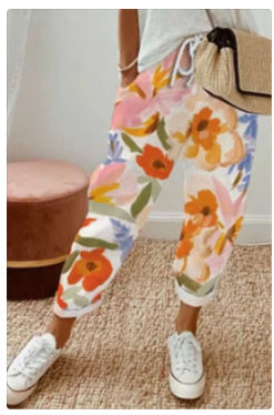 Pantalon décontracté en coton et lin pour femme – uni et stylé